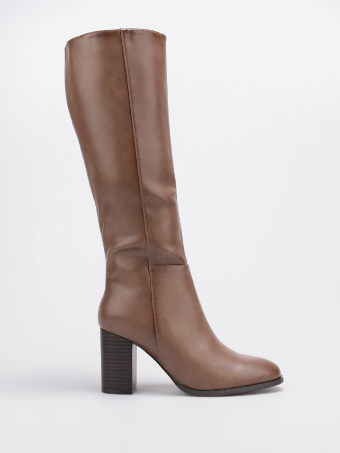 Bottes classiques taupe à talon carré