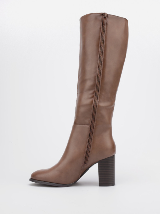 Bottes classiques taupe à talon carré