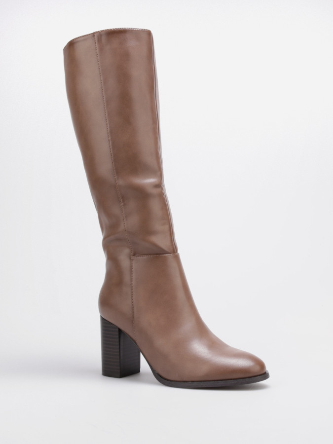 Bottes classiques taupe à talon carré