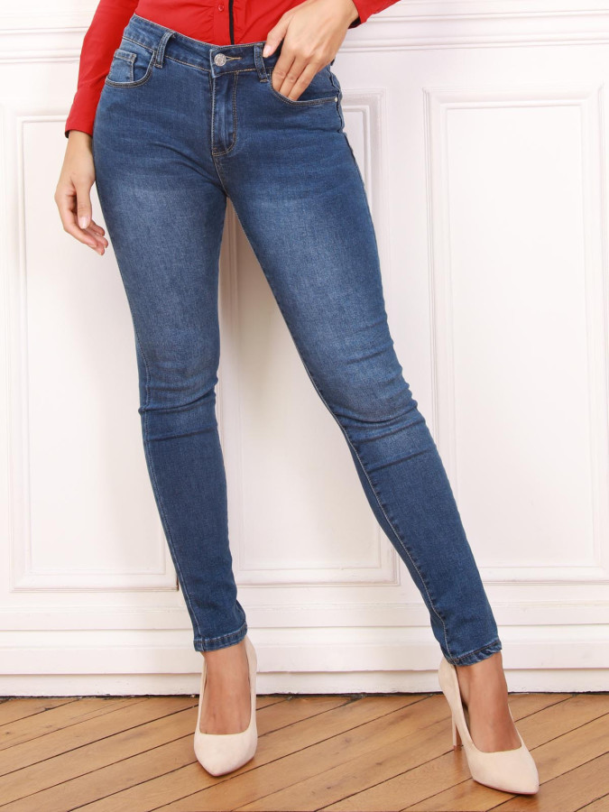 Jeans skinny effet push-up en denim bleu