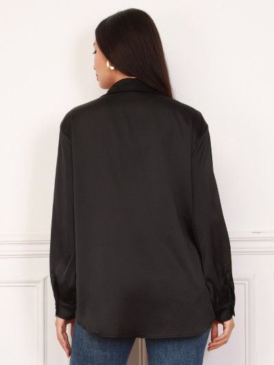 Chemise satinée oversize noire