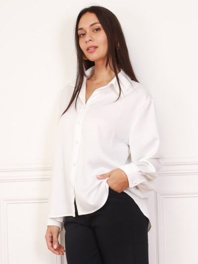 Chemise satinée oversize blanche