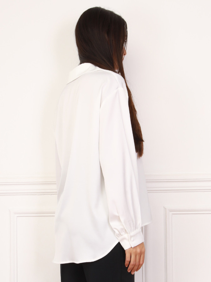 Chemise satinée oversize blanche