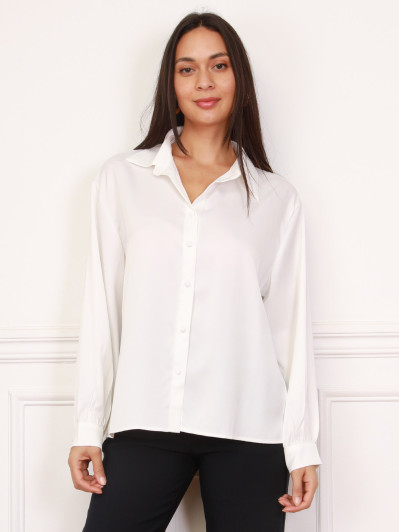 Chemise satinée oversize blanche