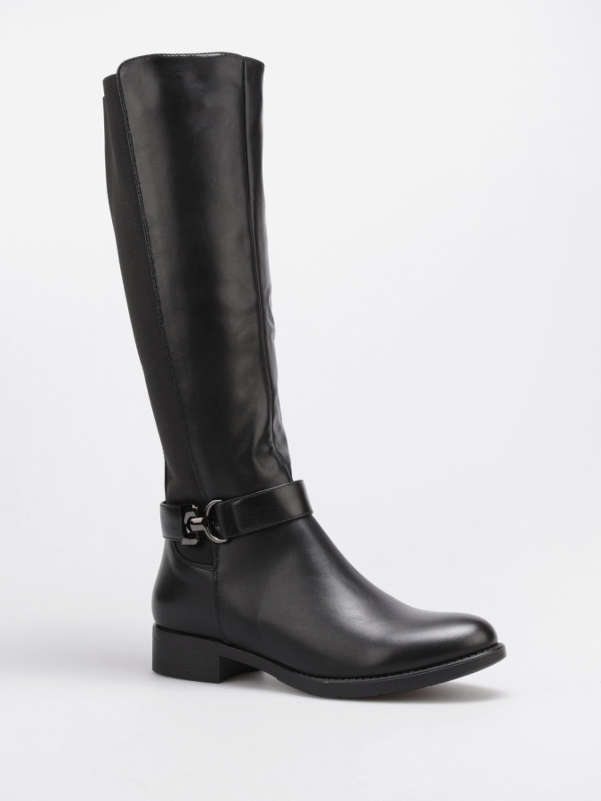 Bottes cavalières noires à bride et petit talon