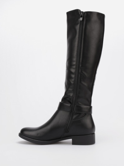 Bottes cavalières noires à bride et petit talon