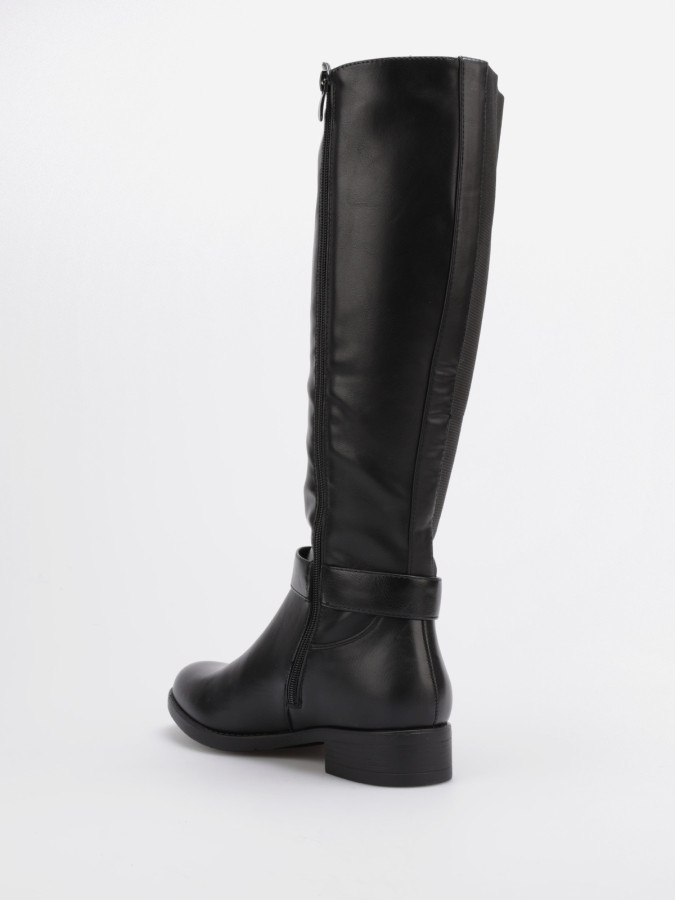 Bottes cavalières noires à bride et petit talon