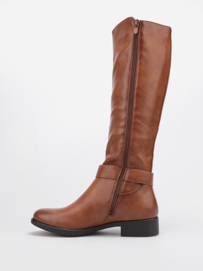 Bottes cavalières camel à bride et petit talon