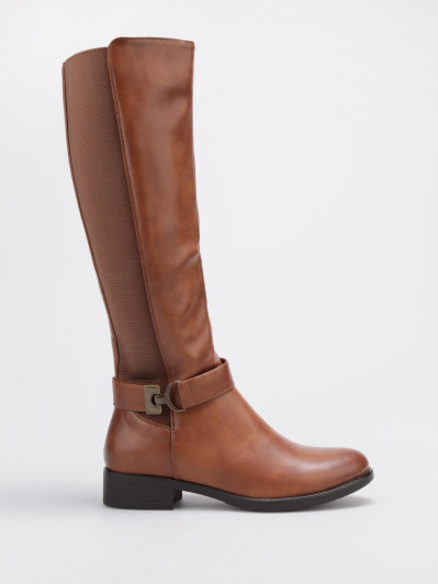 Bottes cavalières camel à bride et petit talon