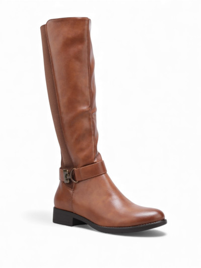 Bottes cavalières camel à bride et petit talon