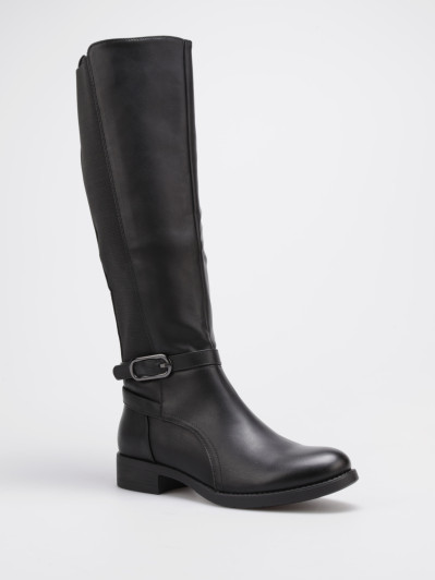 Bottes cavalières noires avec bride à boucle et petit talon