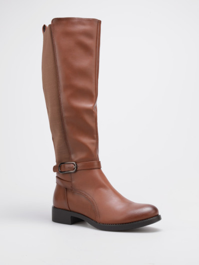 Bottes cavalières camel avec bride à boucle et petit talon