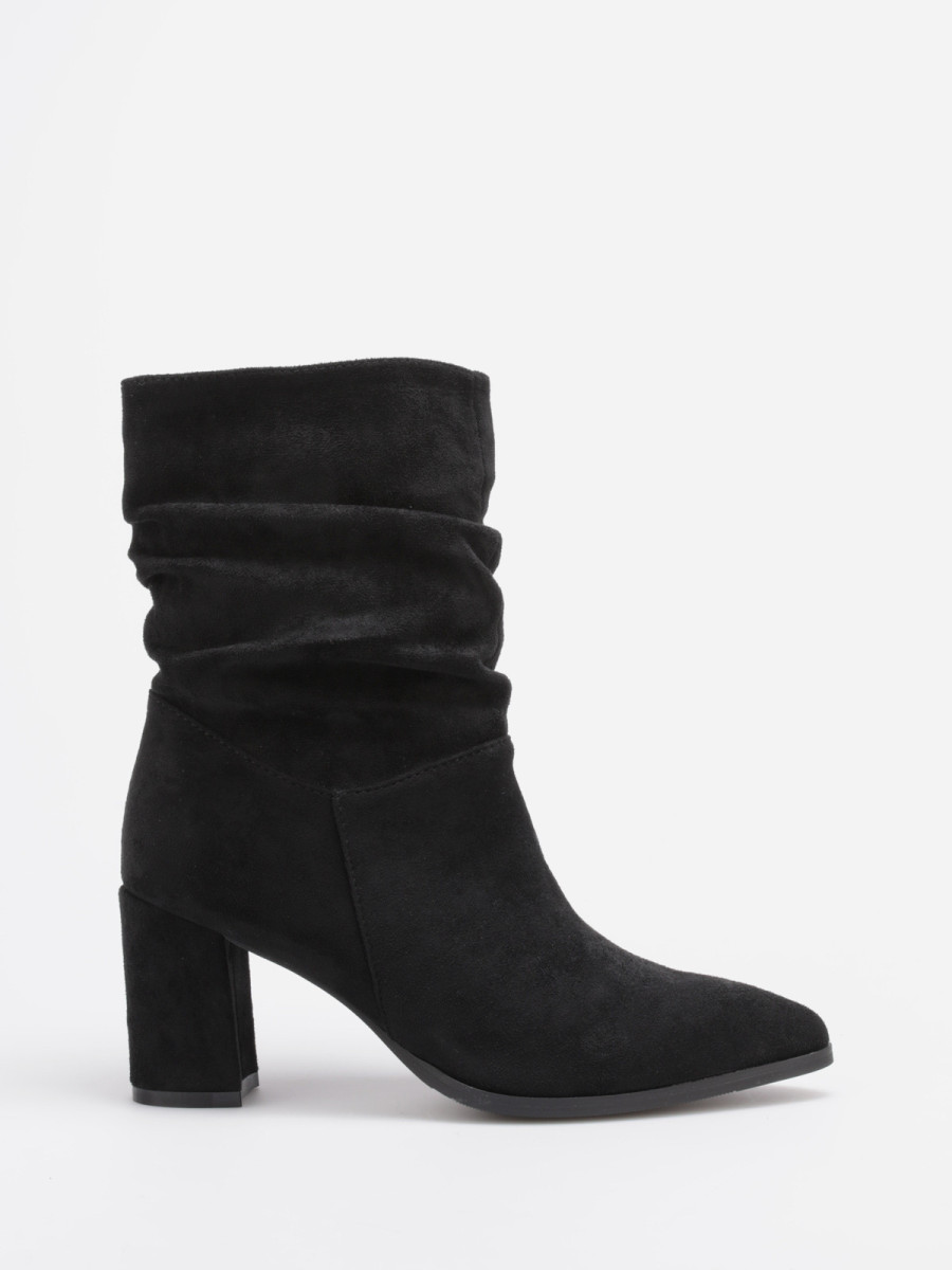 Bottines plissées en suédine noires