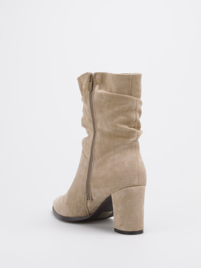 Bottines plissées en suédine taupe