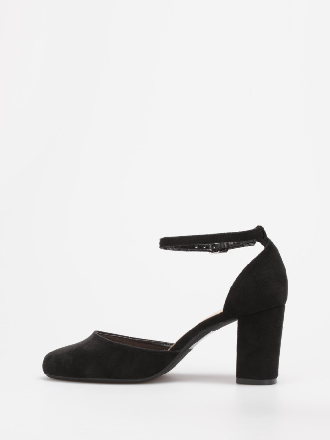 Escarpins noirs en suédine à bride