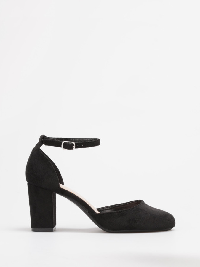 Escarpins noirs en suédine à bride