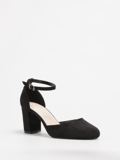 Escarpins noirs en suédine à bride