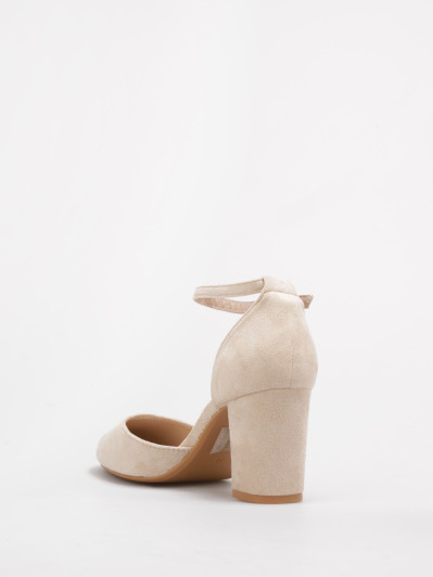 Escarpins beige en suédine à bride