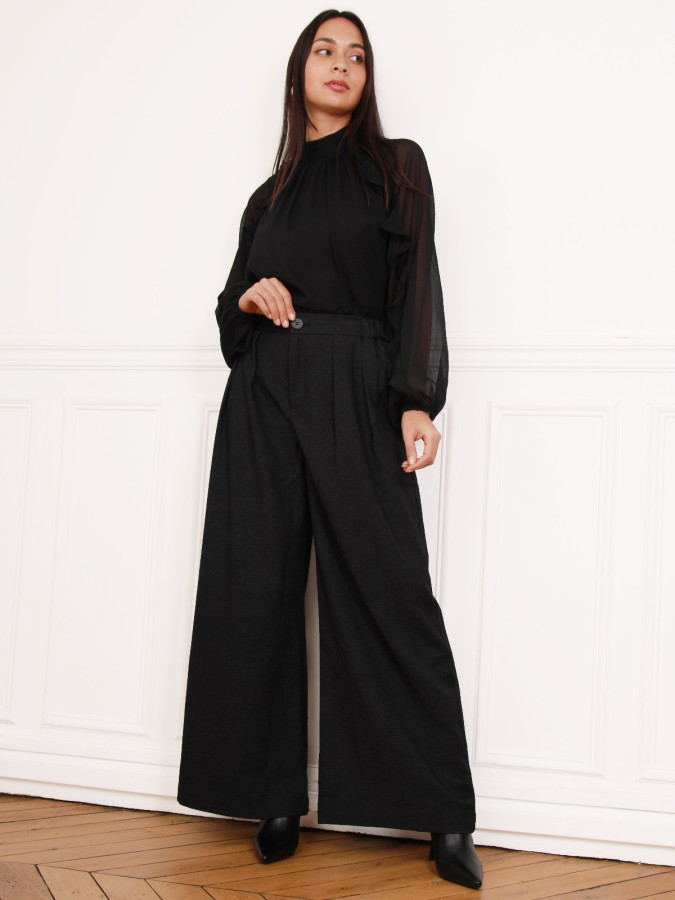 Pantalon de costume wide leg noir