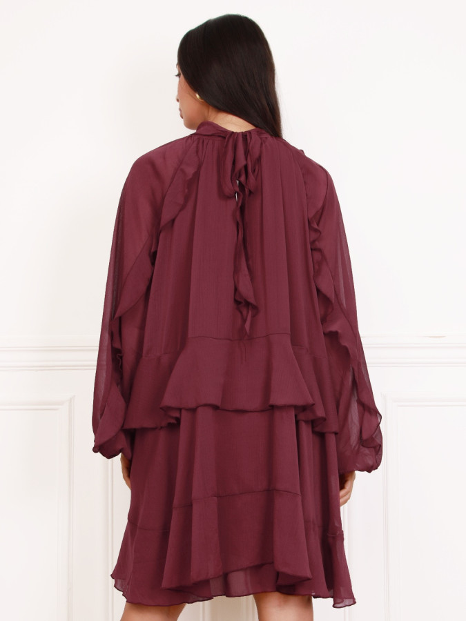 Robe bordeaux ample à volants