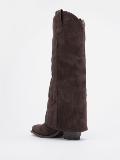 Bottes santiags marron en suédine avec revers