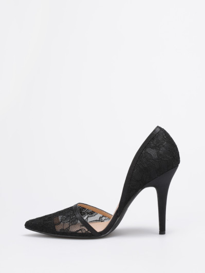 Escarpins d'Orsay noirs en dentelle