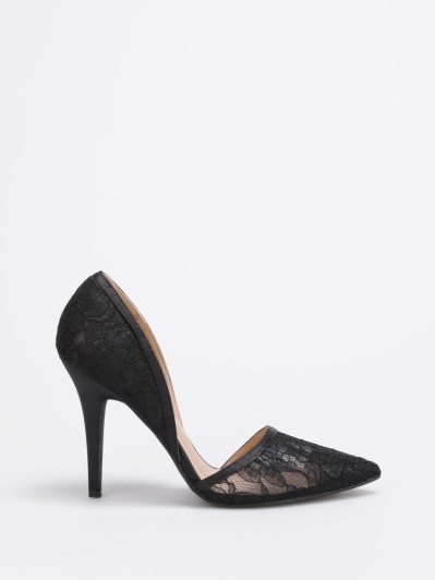 Escarpins d'Orsay noirs en dentelle