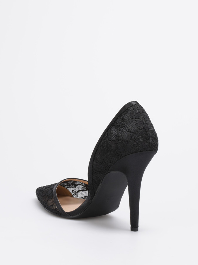 Escarpins d'Orsay noirs en dentelle