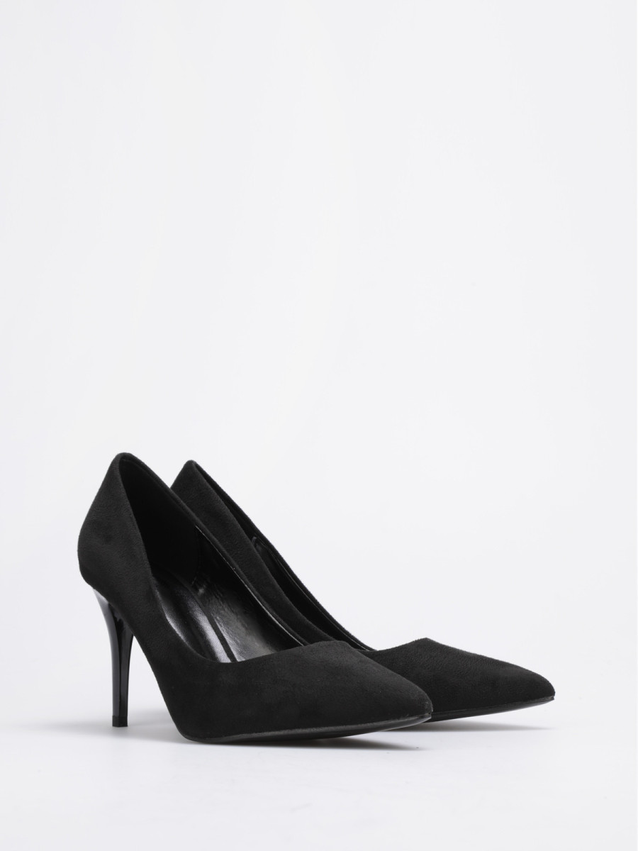 Escarpins en suédine à talon verni