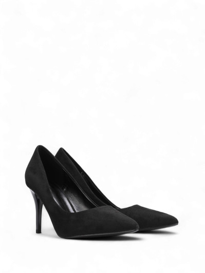 Escarpins en suédine à talon verni