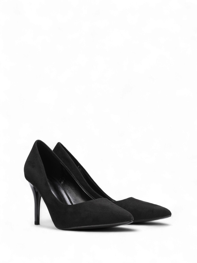 Escarpins en suédine à talon verni