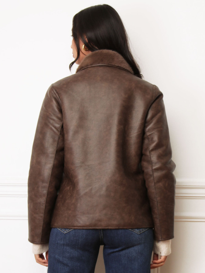 Blouson réversible fausse fourrure avec poches