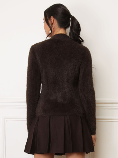Pull marron en maille duveteuse