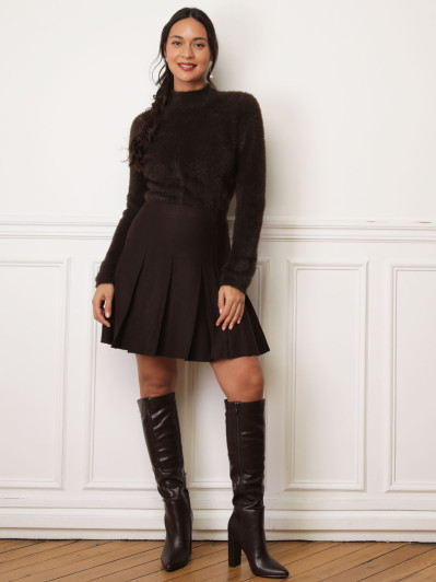 Pull marron en maille duveteuse