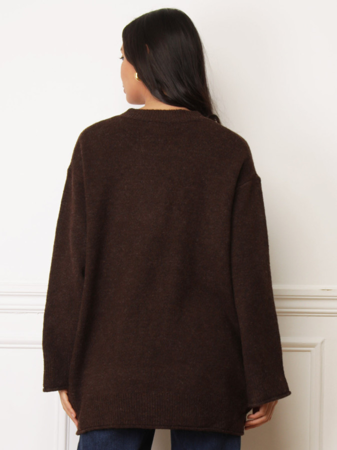 Pull oversize à manches évasées marron