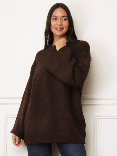 Pull oversize à manches évasées marron
