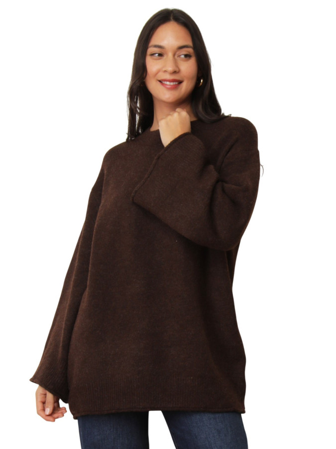 Pull oversize à manches évasées marron