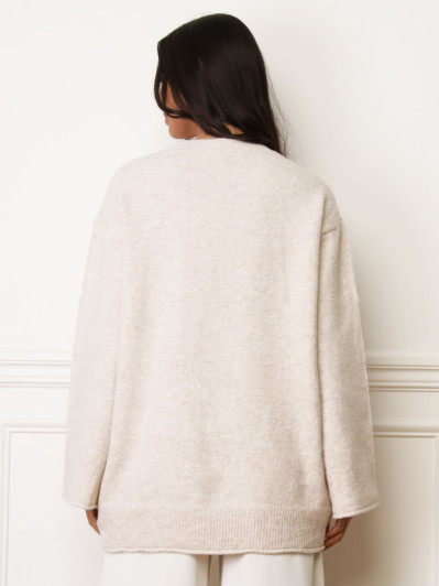 Pull oversize à manches évasées beige