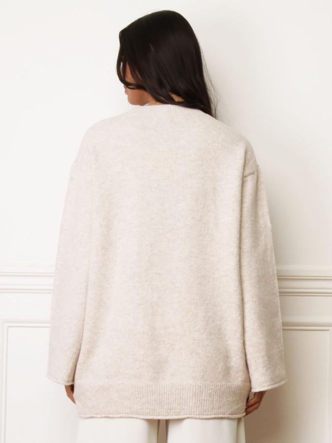 Pull oversize à manches évasées beige