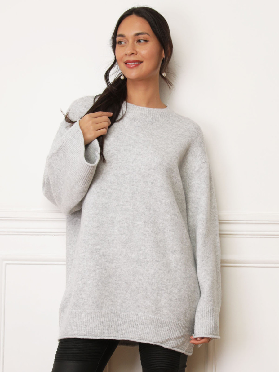 Pull oversize à manches évasées gris
