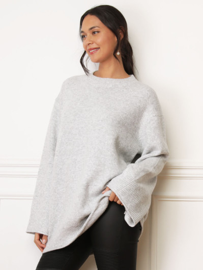 Pull oversize à manches évasées gris