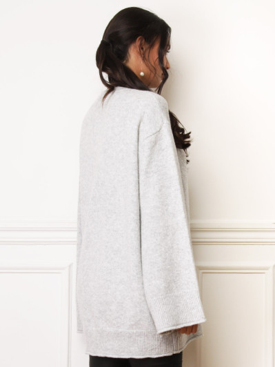 Pull oversize à manches évasées gris