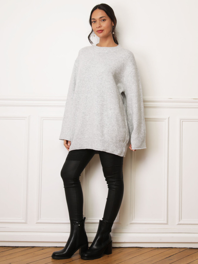 Pull oversize à manches évasées gris