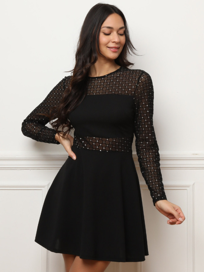 Robe patineuse en tulle à paillettes