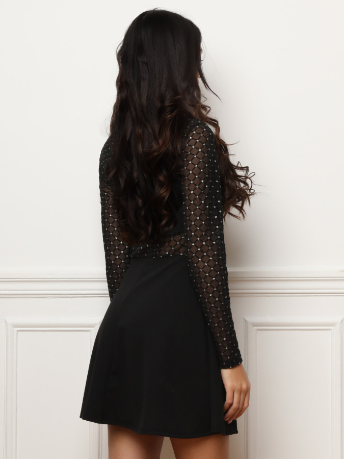 Robe patineuse en tulle à paillettes