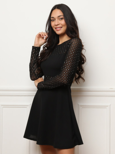 Robe patineuse en tulle à paillettes