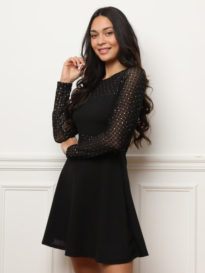 Robe patineuse en tulle à paillettes