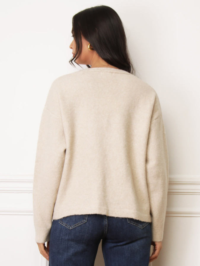 Gilet beige à boutons bijoux dorés