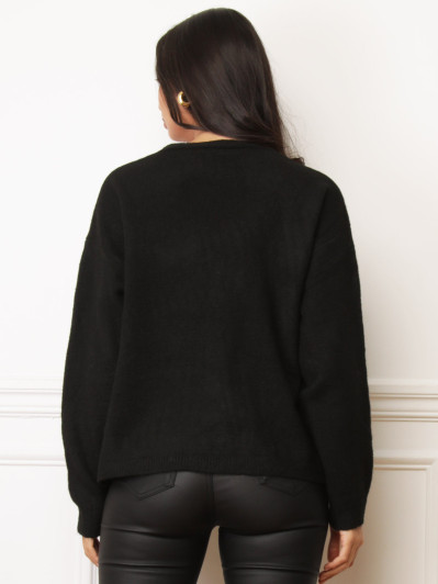 Gilet noir à boutons bijoux dorés