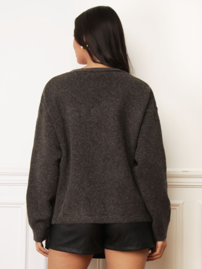 Gilet marron à boutons bijoux dorés